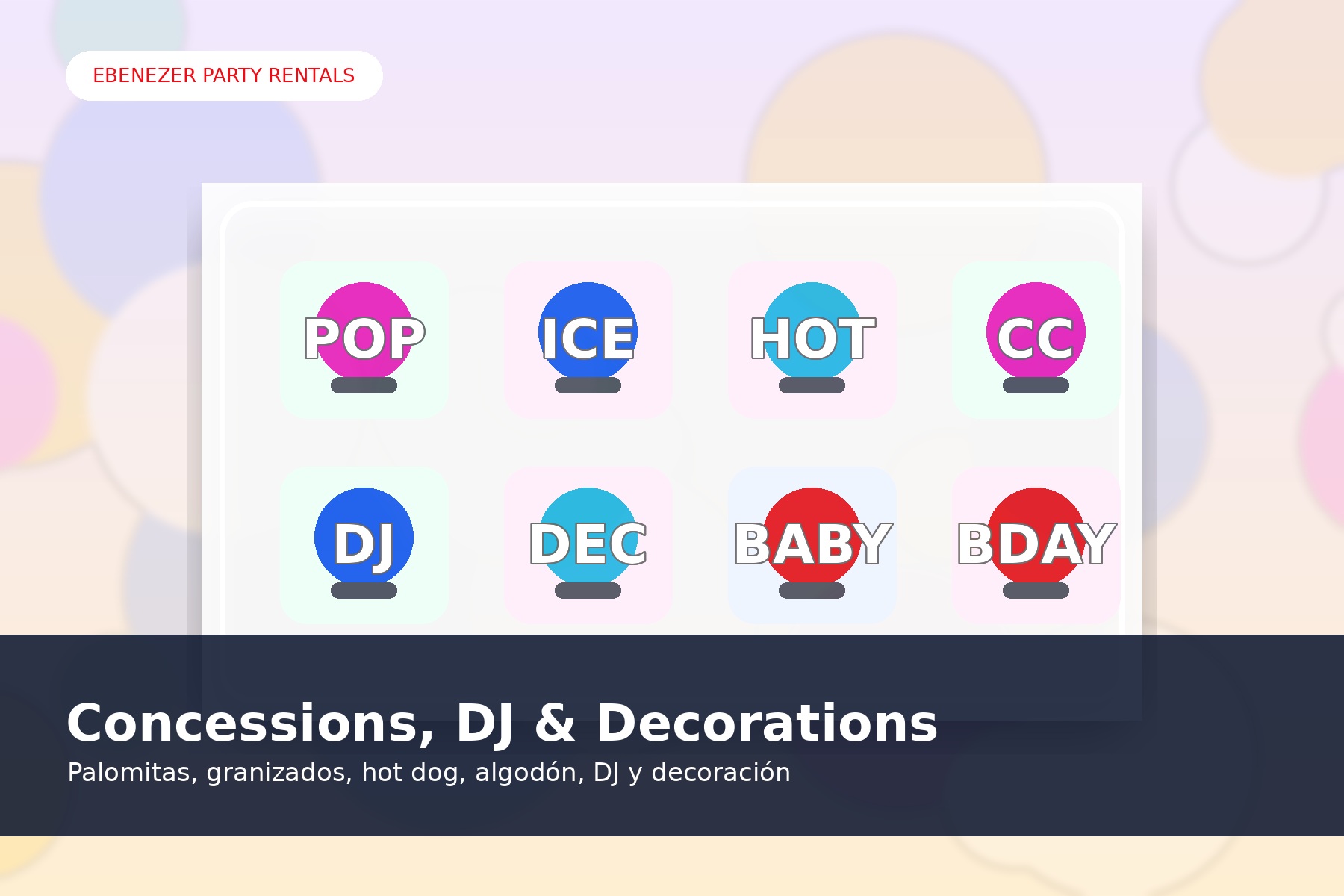 High quality photo-style gallery image for concession machines DJ music and decorations