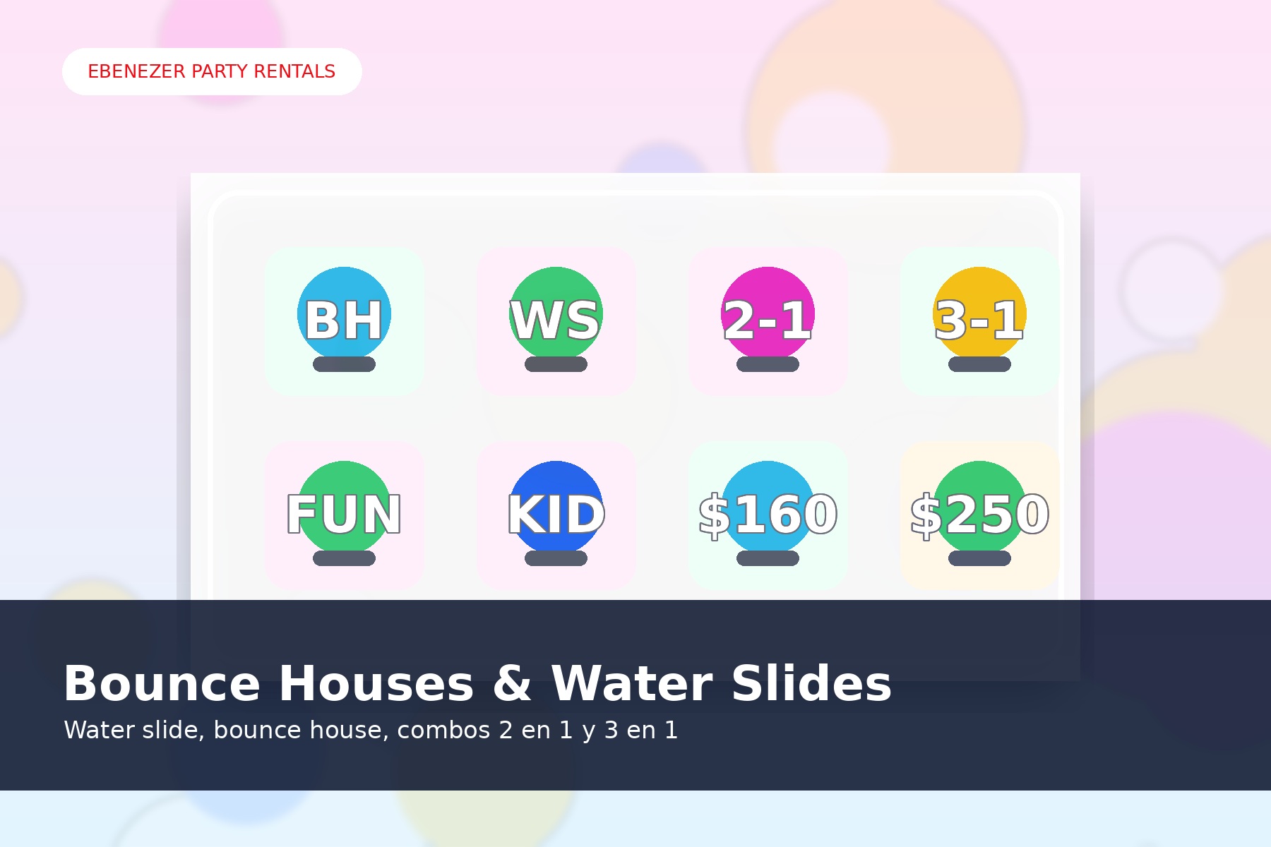 High quality photo-style gallery image for bounce houses water slides and combos